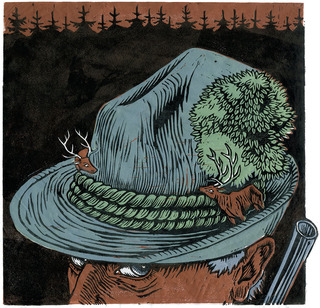 Hunter's Hat (linocut, 2009)