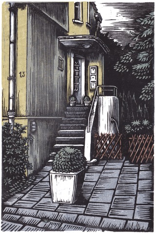 Entrance (Waldsaum), Essen, linocut, 2023